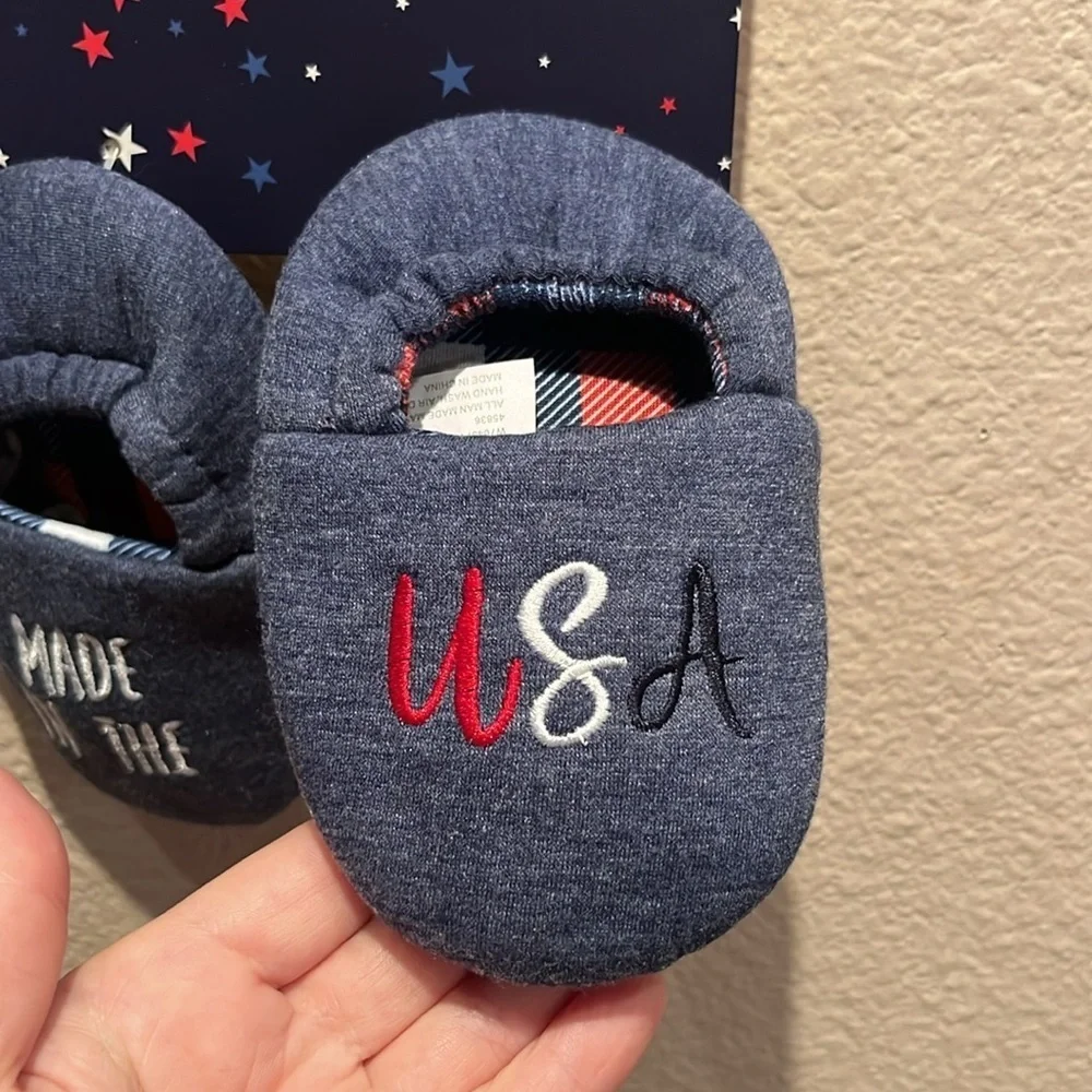 New Made in the USA Toddler Slippers Patriotic Size Medium 7-8 NWT